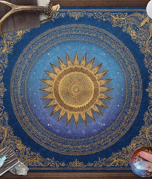 Barokke Gouden Zon Mandala Tarotkleed - Art Nouveau Design voor Rituelen & Decoratie