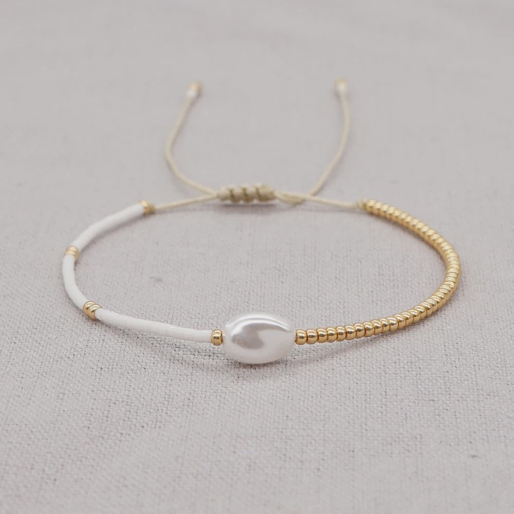 Elegante Baroque Parel Armband met Miyuki Zaadparels - Verstelbaar & Stijlvol