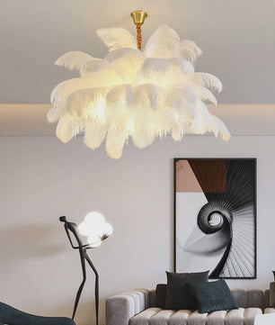 Luxe Struisvogelveer Hanglamp LED - Sfeervolle Verlichting voor Woonkamer & Slaapkamer