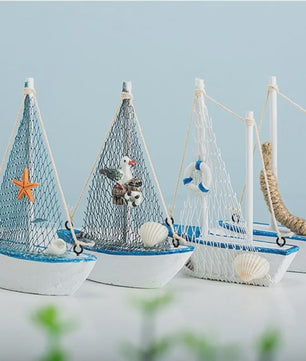 Houten Zeilboot Miniatuur - Mediterrane Stijl Nautische Decoratie