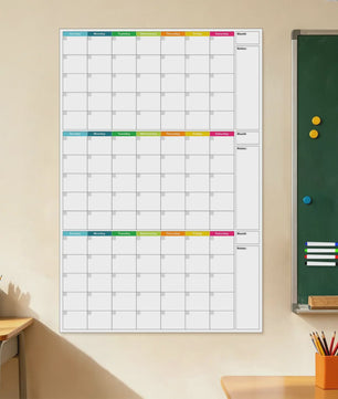 Herbruikbare Driemaanden Whiteboard Kalender & Planbord - OngeДата Wandplanner met 4 Markers