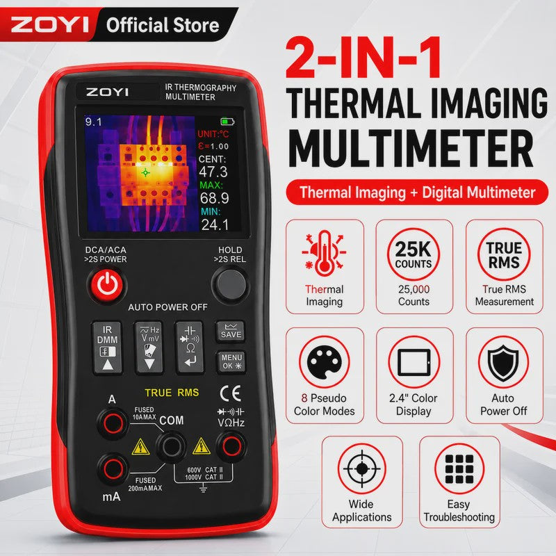 ZOYI ZT-R01: 2-in-1 Thermische Camera & Multimeter met 25000 Counts True RMS