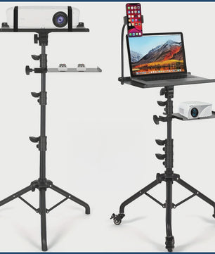 Verrijdbare Laptop & Projector Trolley - In Hoogte Verstelbaar met Telefoonhouder