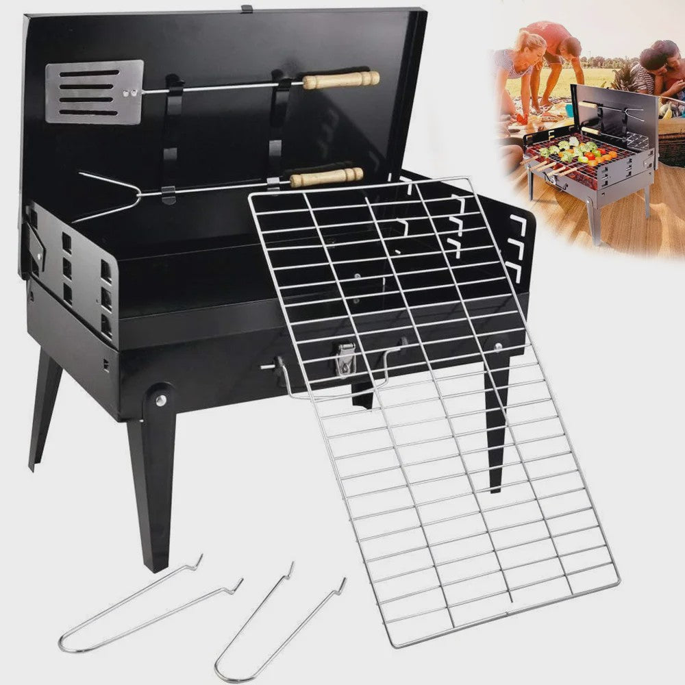 Draagbare Opvouwbare Houtskool BBQ Grill voor Buiten, Camping & Picknick