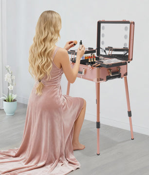 Mobiele Make-up Studio met LED Verlichting, Verstelbaar Statief & Wielen