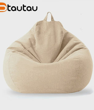 70cm Gevulde Beanbag Sofa van Katoen Linnen - Comfortabele Loungestoel voor Ontspanning