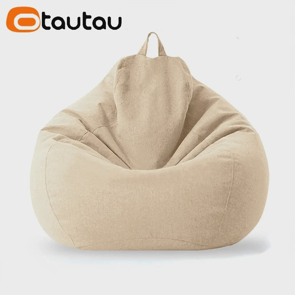 70cm Gevulde Beanbag Sofa van Katoen Linnen - Comfortabele Loungestoel voor Ontspanning