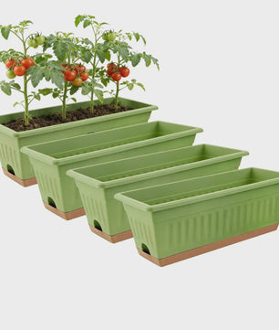 Set van 4 Rechthoekige Bloempotten - Decoratief & Veelzijdig voor Binnen en Buiten