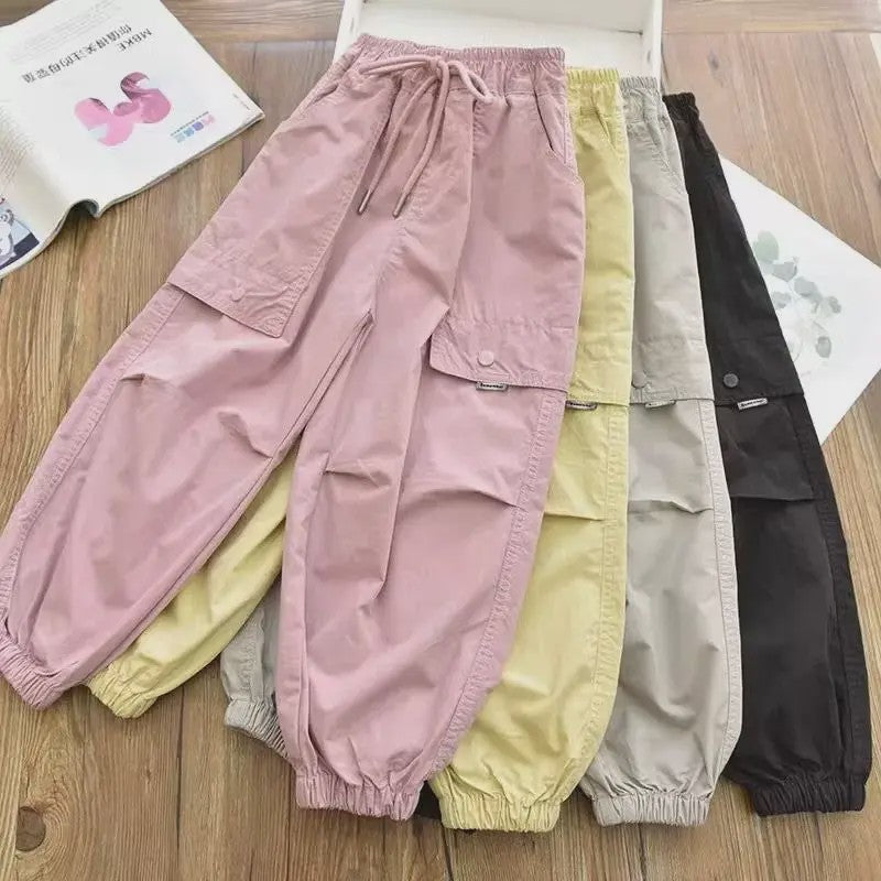 Kinder Cargo Joggers - Trendy Lente/Zomer Broek met Elastische Enkel