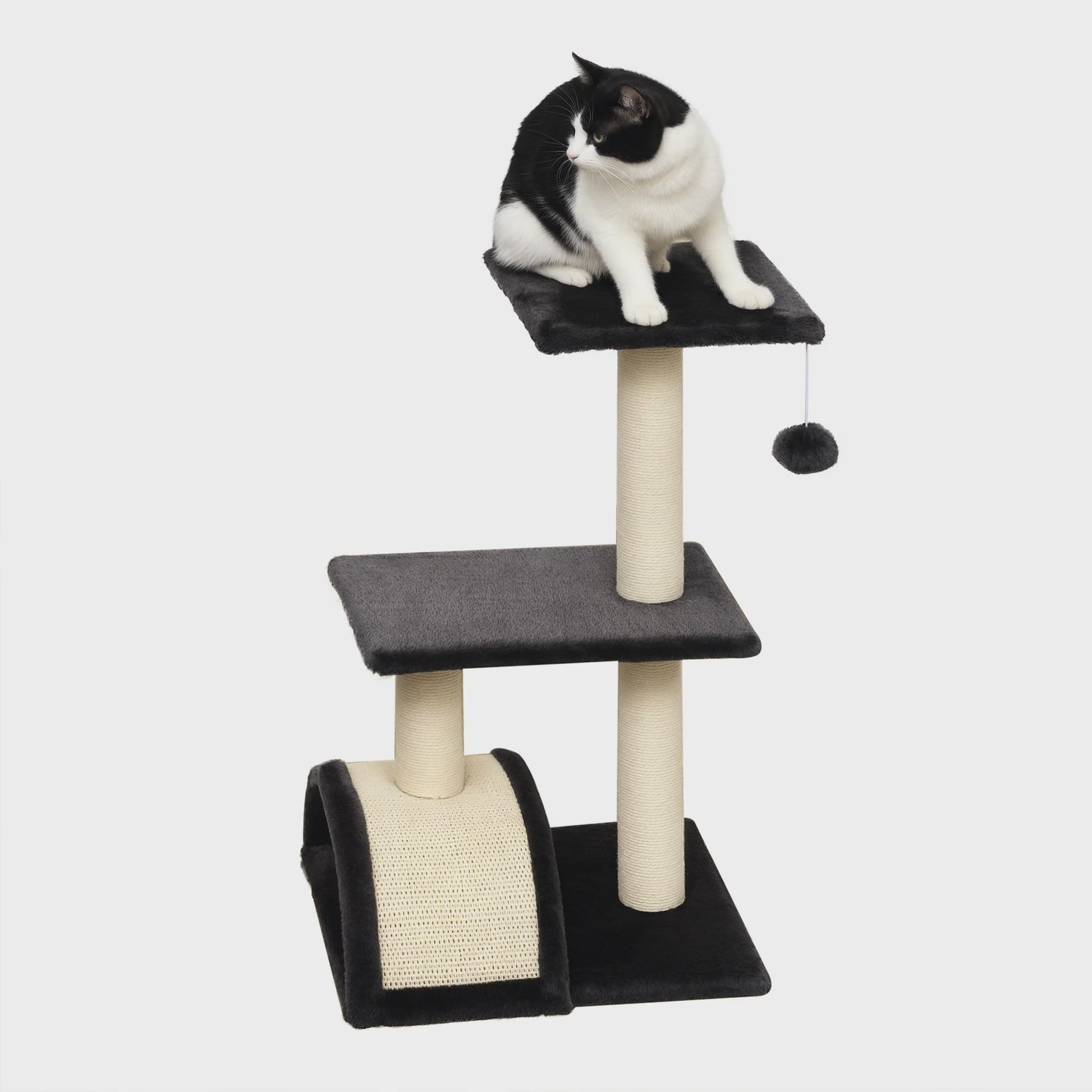 PawHut Kattentoren Krabpaal 72 cm Donkergrijs met Hangbal