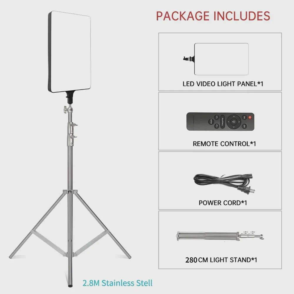 24-inch LED Videolamp met Statief - Verstelbare Kleurtemperatuur & Helderheid voor Fotografie & Livestreaming