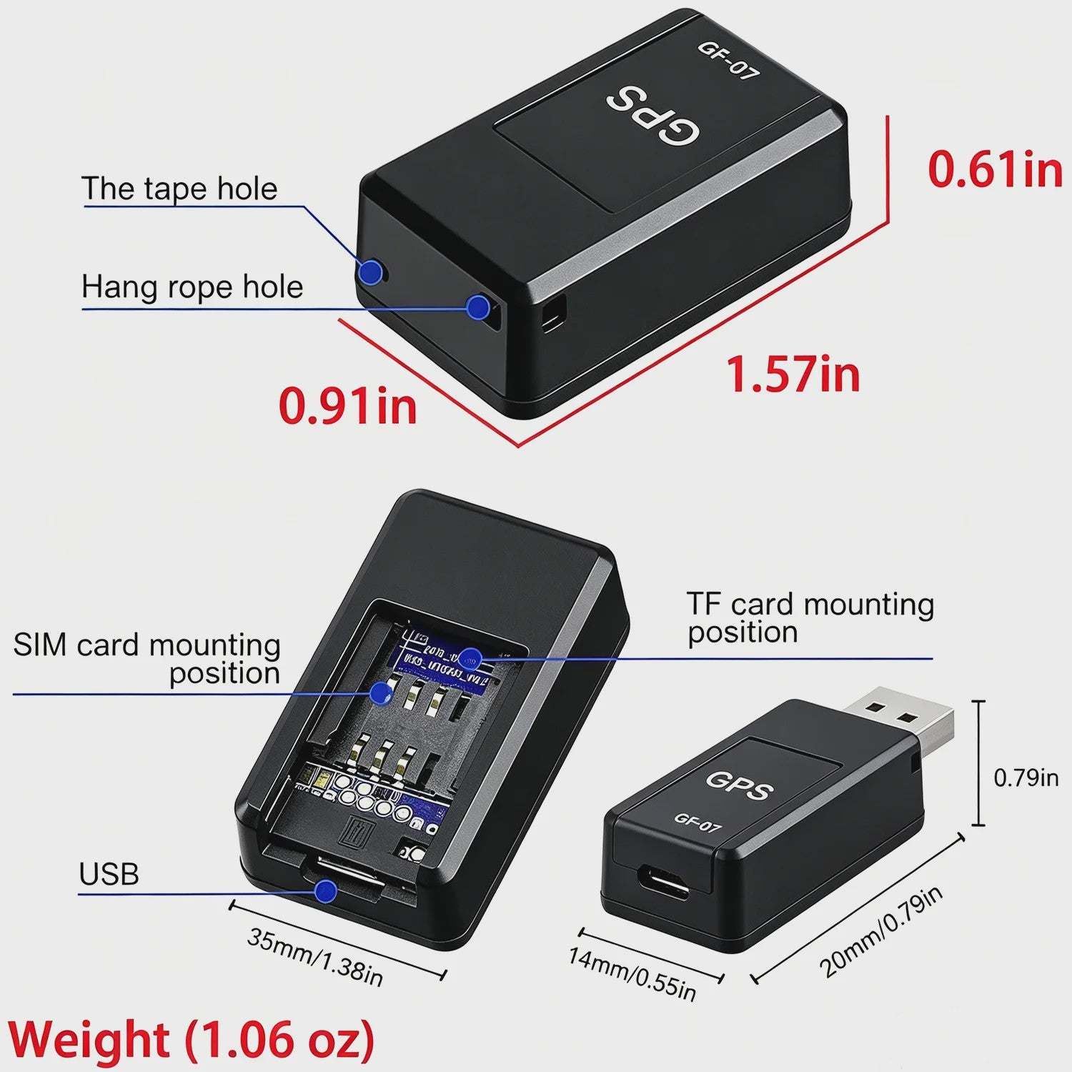 GF07 Mini GPS Tracker met Magnetische Bevestiging en SOS Alarm - Real-time Voertuig Tracing