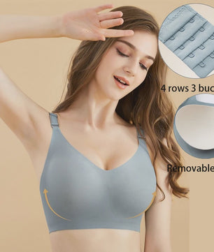 Comfortabele Naadloze Dames Bh - Zacht, Draadloos & Push-Up Effect met Diepe V-hals - Jelly Kleuren