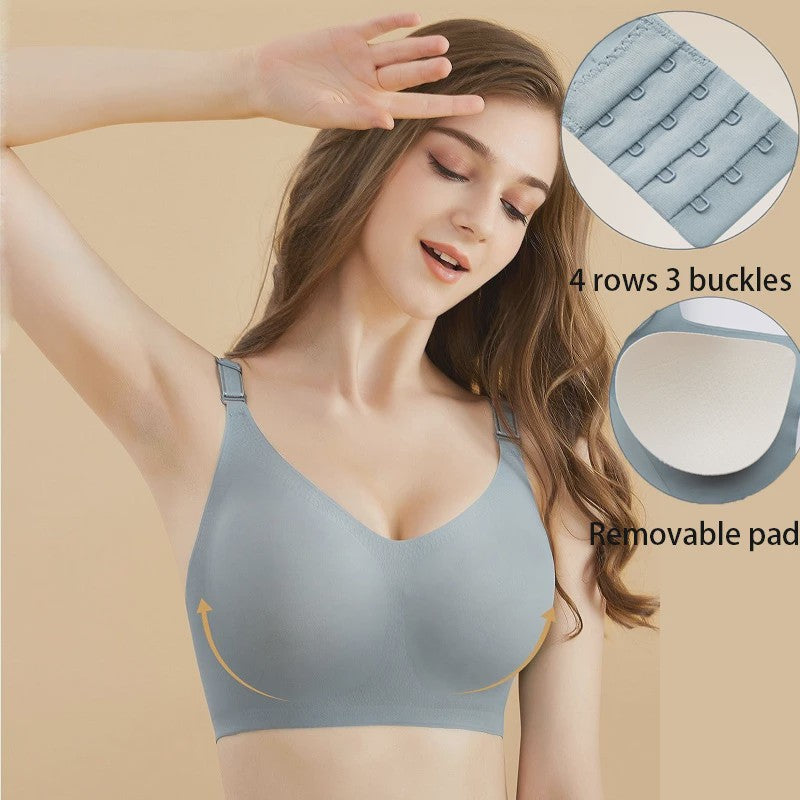 Comfortabele Naadloze Dames Bh - Zacht, Draadloos & Push-Up Effect met Diepe V-hals - Jelly Kleuren