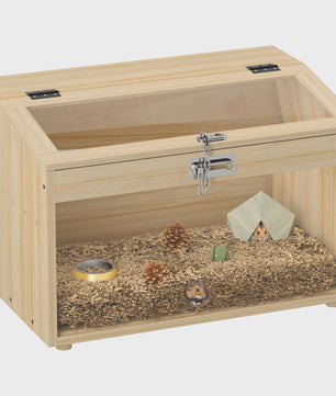 PawHut Houten Hamsterkooi met Acryl Venster - 55x35x35 cm