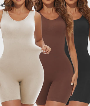 Naadloze Body Shaper Bodysuit met Brede Bandjes - Volledige Compressie & Dij Slimming