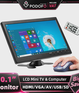 Podofo 10.1 Inch HD LCD Monitor: Veelzijdige Headrest Scherm met HDMI, VGA, USB & meer