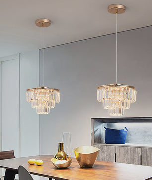 Luxe Kristallen Plafondlamp Goud - Moderne Hanglamp met LED Verlichting voor Woonkamer & Slaapkamer