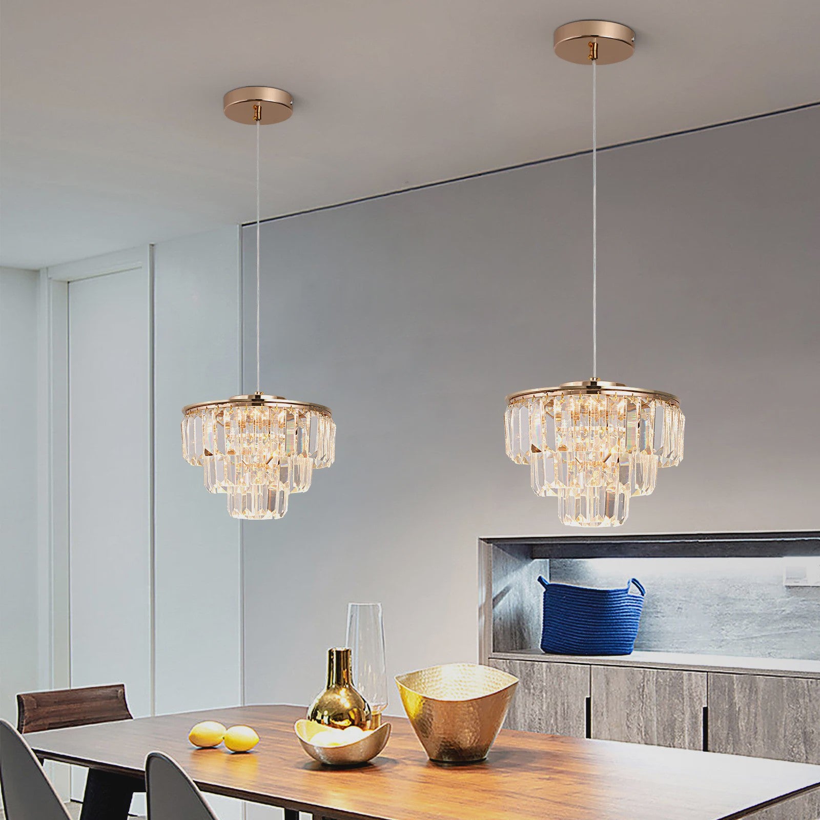 Luxe Kristallen Plafondlamp Goud - Moderne Hanglamp met LED Verlichting voor Woonkamer & Slaapkamer