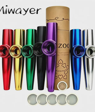 Miwayer Kazoo Set: 7 Kleuren Muziek Kazoo met Extra Membranen - Leer Snel Muziek Maken