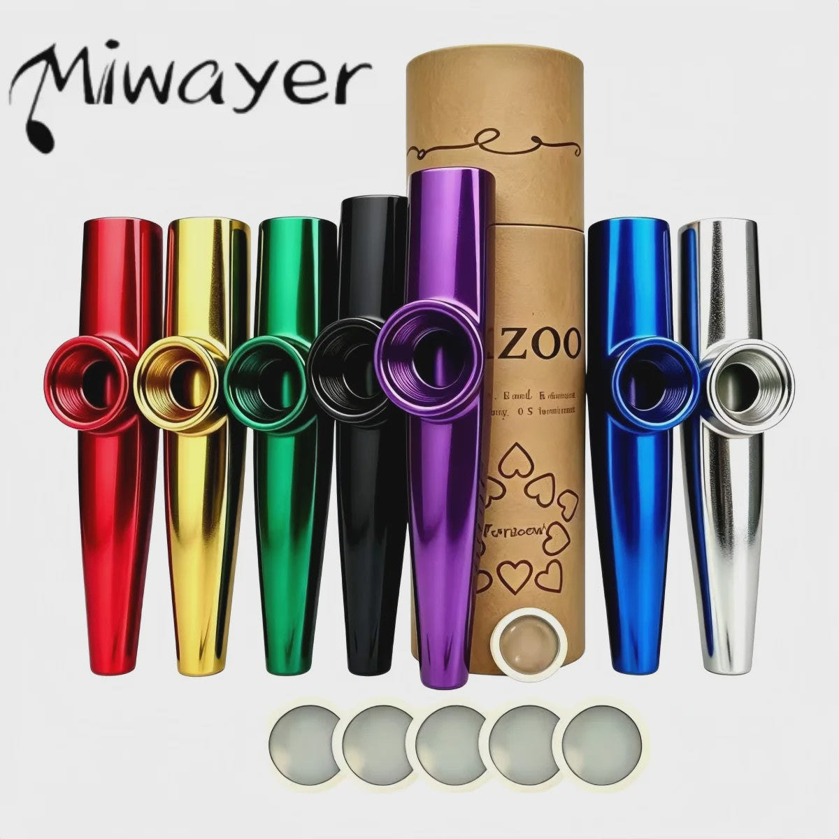Miwayer Kazoo Set: 7 Kleuren Muziek Kazoo met Extra Membranen - Leer Snel Muziek Maken
