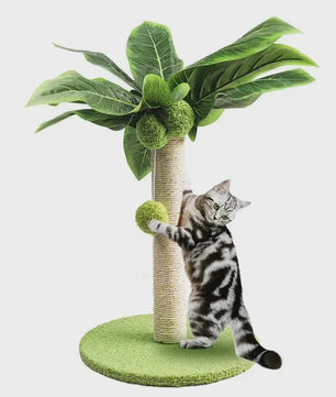 Schattige Kattenkrabpaal met Bladeren en Sisal Touw - Speelplezier voor Kittens