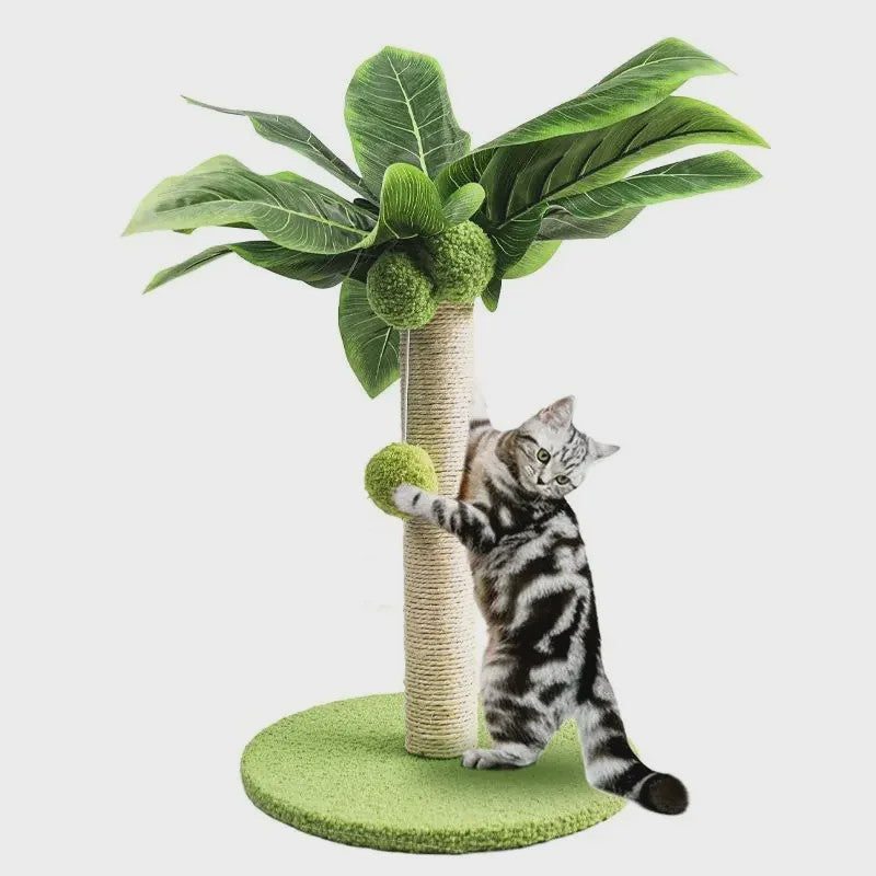 Schattige Kattenkrabpaal met Bladeren en Sisal Touw - Speelplezier voor Kittens