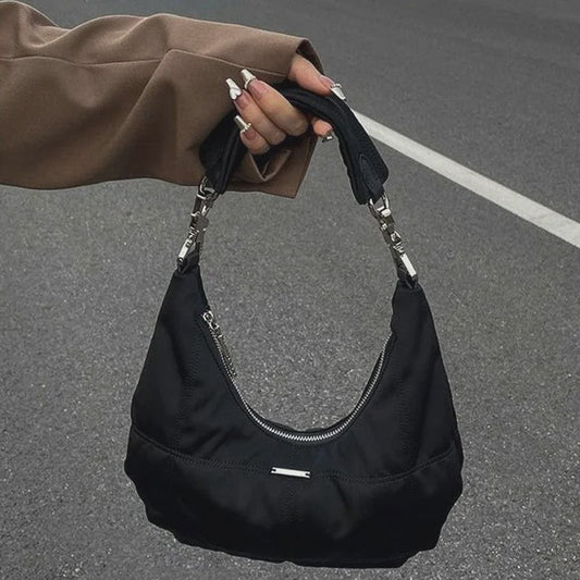 Dames Retro Onderarm Tas - Zwarte Hobo Schoudertas Y2k Stijl