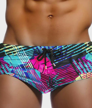 Herenshorts Zwembroek met Bladprint - Braziliaanse Snit - Sneldrogend