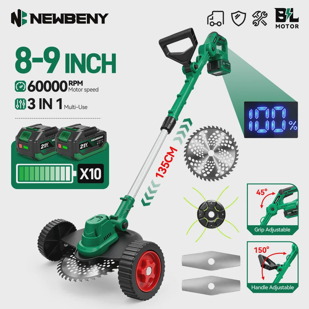 NEWBENY Accu Grastrimmer & Bosmaaier - Telescopisch, Opvouwbaar & Verstelbaar - Krachtig & Draadloos