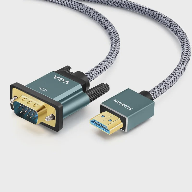 HDMI naar VGA Kabel - Aluminium, Nylon Gevlochten, Vergulde Connectoren - 1080P