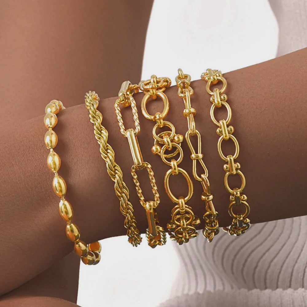 Gouden Roestvrij Staal Chunky Schakelarmband voor Dames - Waterdicht & Verstelbaar