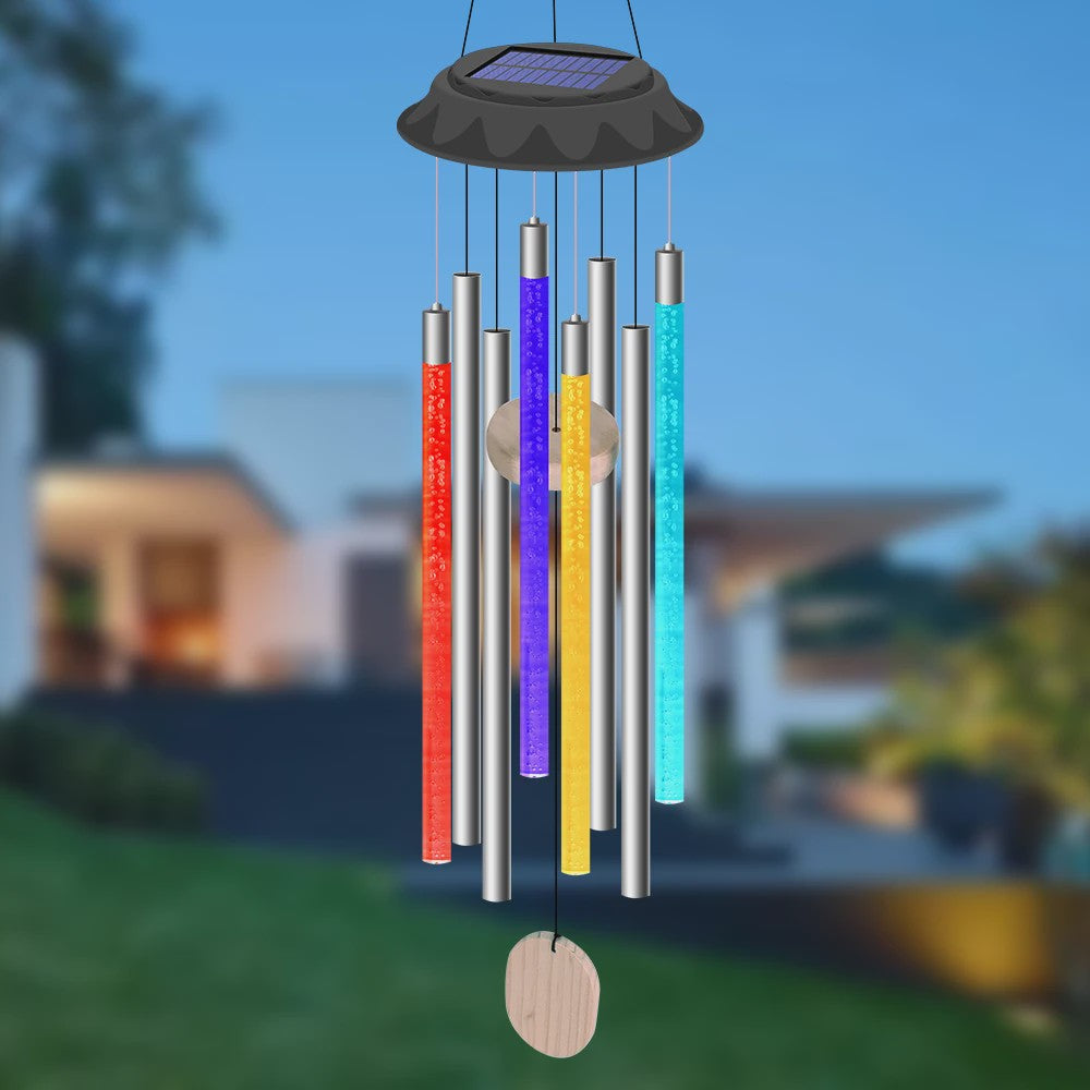 Zonne-energie LED Windgong met Kleurrijke Verlichting - Waterdicht Buiten Decoratie