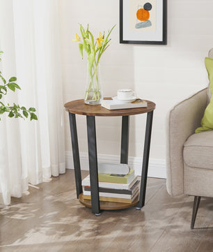 Ronde Bijzettafel met Stalen Frame - 50x50x57 cm - Stijlvol en Stevig