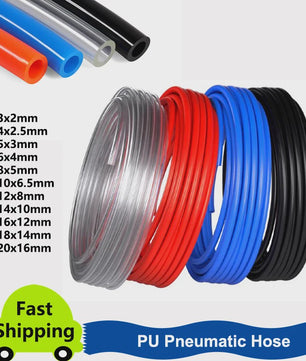 PU Pneumatische Slang - Diverse OD Maten (3-16mm) - Blauw, Zwart, Oranje, Transparant