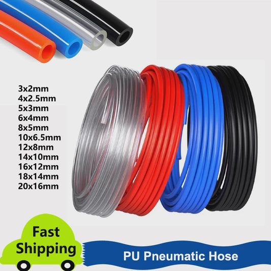 PU Pneumatische Slang - Diverse OD Maten (3-16mm) - Blauw, Zwart, Oranje, Transparant