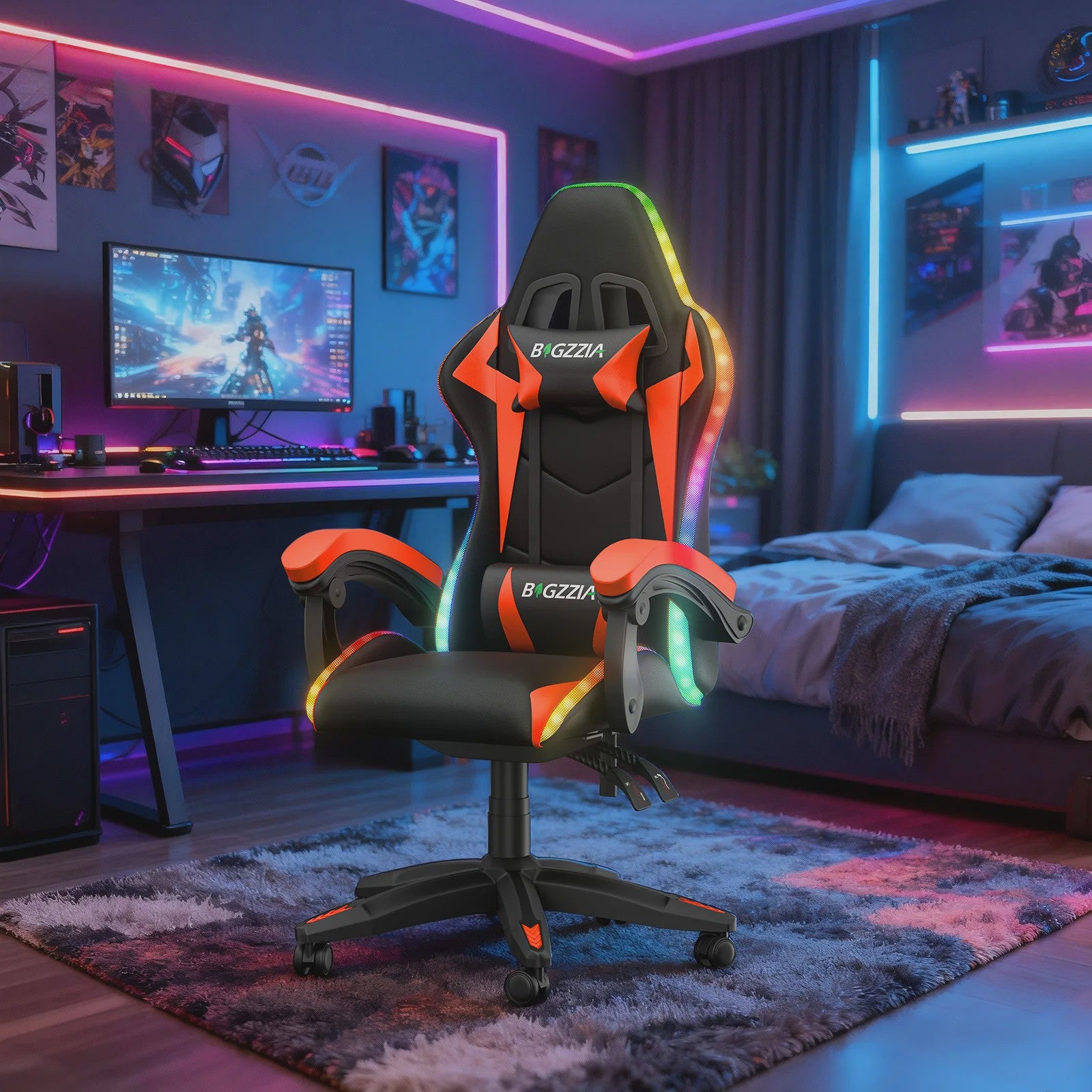Gartistgo Ergonomische Gaming Stoel met RGB LED Verlichting