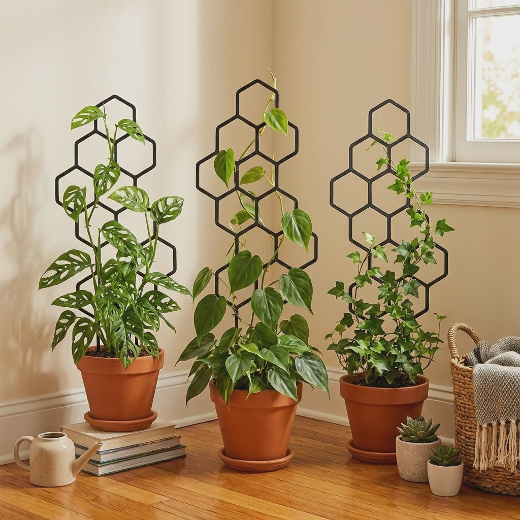 2x Honingraat Plantenrek - Stevig & Roestvrij Plastic Klimrek voor Binnen & Buiten