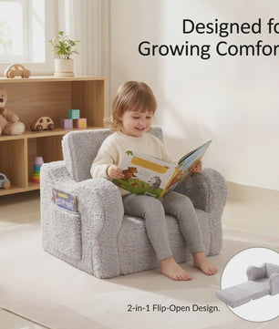 Comfortabele Kinderbank 2-in-1: Uitklapbare Speelstoel met Zachte Sherpa Coating