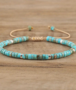 Natuurlijke Blauwe Emperor Steen Kralen Armband - Verstelbaar & Uniek
