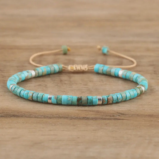 Natuurlijke Blauwe Emperor Steen Kralen Armband - Verstelbaar & Uniek