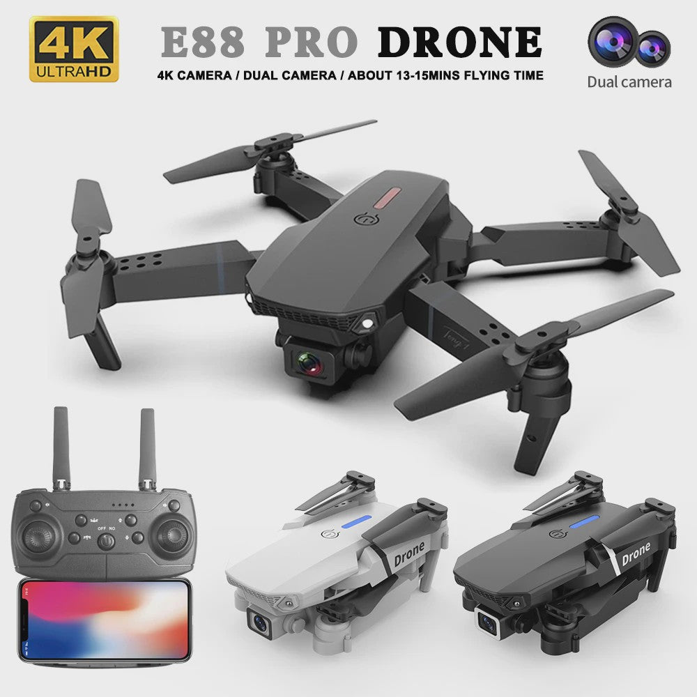 E88 Pro Max Drone: Opvouwbare Quadcopter met 4K Camera, Optische Flow en Beginnersvriendelijke Functies