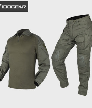 IDOGEAR G3 Combat Uniform Set Heren - Tactische Kleding Set met Broek en Shirt - Zwart/Ranger Groen