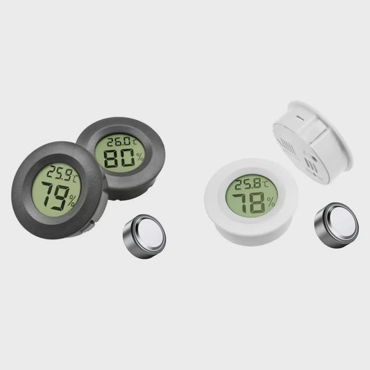 Inbouw Digitale Thermo-Hygrometer met Batterij - Zwart/Wit