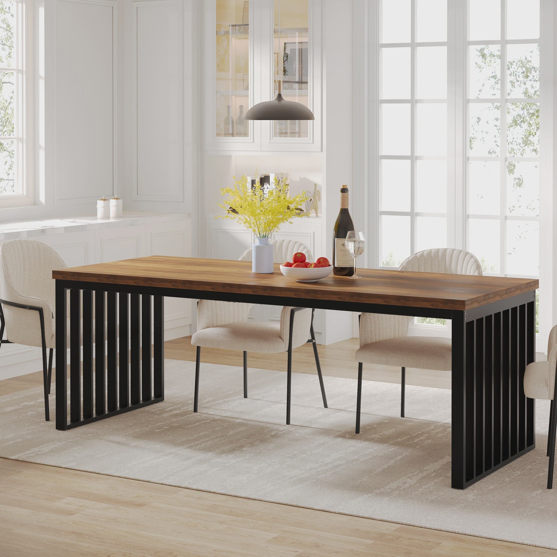 Industriële Eettafel 180 cm - Hout & Metaal - Geschikt voor 4-6 Personen