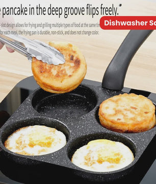 4-in-1 Koekenpan met Anti-aanbaklaag voor Eieren en Pannenkoeken