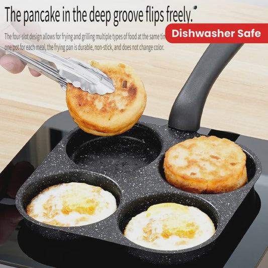 4-in-1 Koekenpan met Anti-aanbaklaag voor Eieren en Pannenkoeken