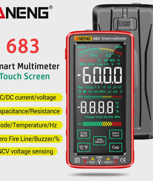 ANENG 683 Slimme Touchscreen Multimeter - Oplaadbaar, 6000 Counts, AC/DC