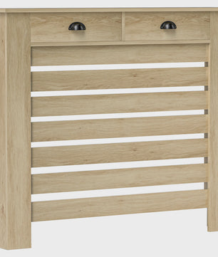 Stijlvolle MDF Radiatorombouw met Lade - Eikenlook - 111x19x95.5 cm