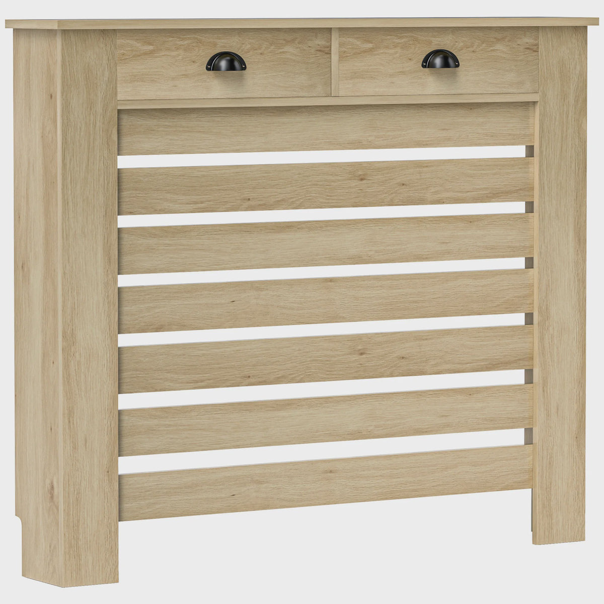 Stijlvolle MDF Radiatorombouw met Lade - Eikenlook - 111x19x95.5 cm